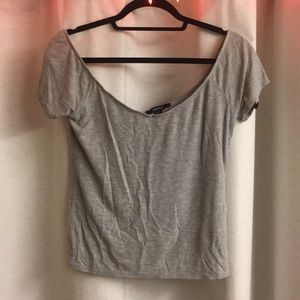 Off the shoulder gray top